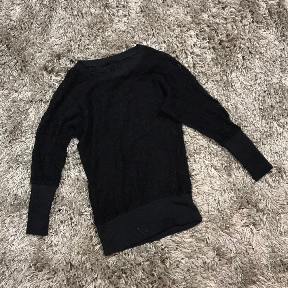 Black lace top blouse